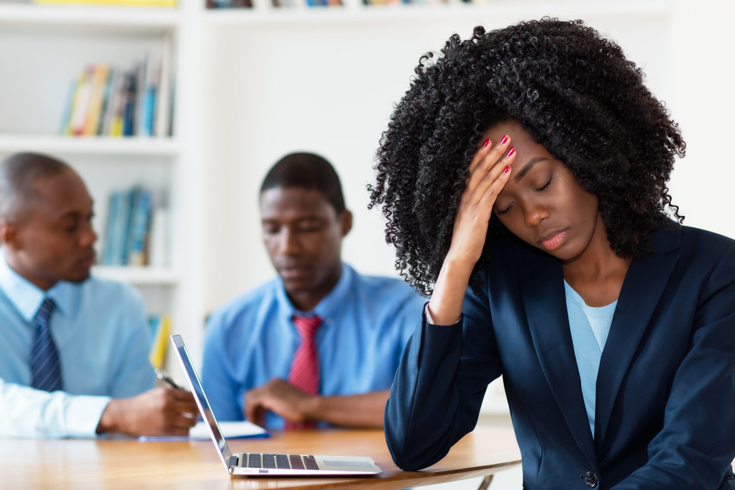 A young business woman laments how a hostile work environment is damaging her heath and career prospects.